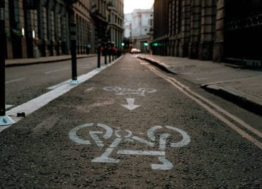 Close-up shot of a cycle lane.